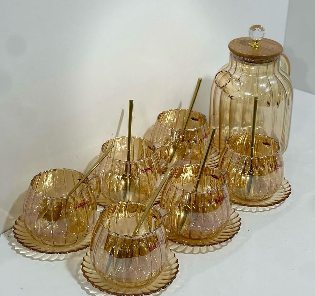 Tea Set In Glass With Spoons