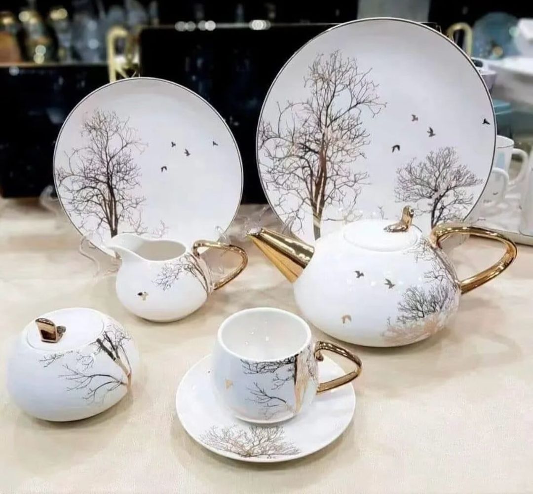 Tea Set With Plates In Bone